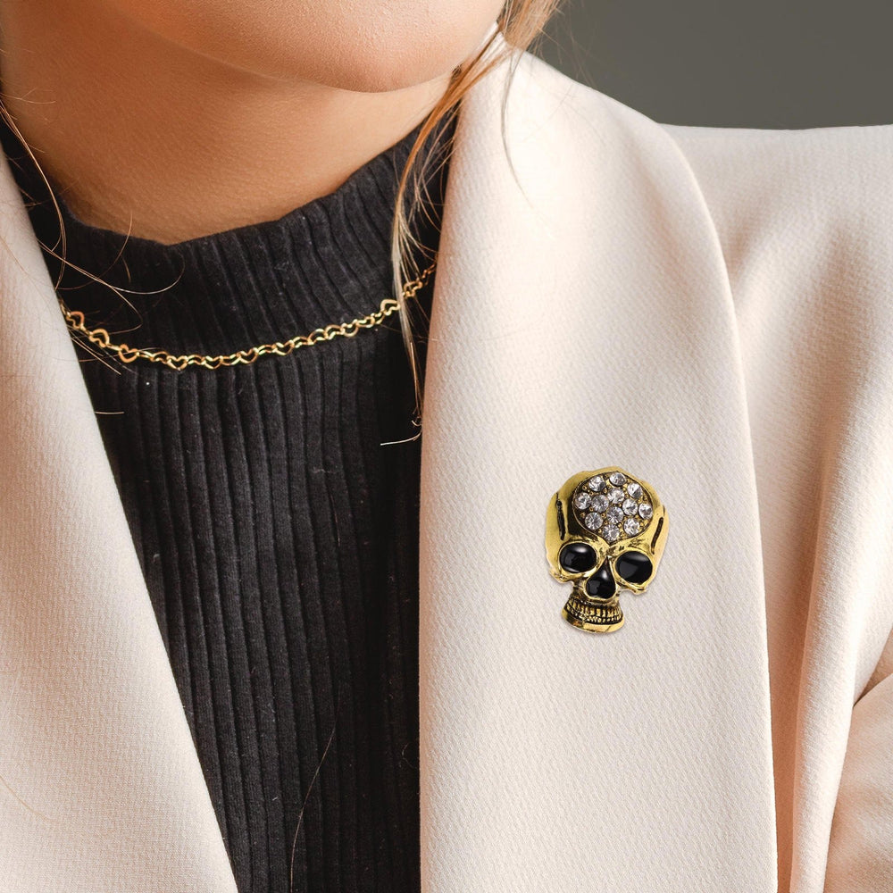 Broche de calavera exquisito con diamantes de imitación para Halloween - image 2