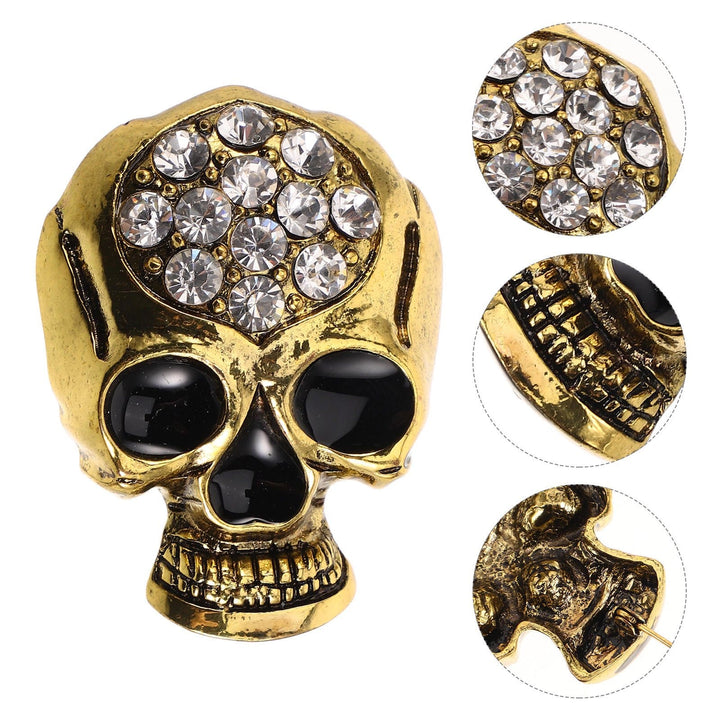 Broche de calavera exquisito con diamantes de imitación para Halloween - image 5