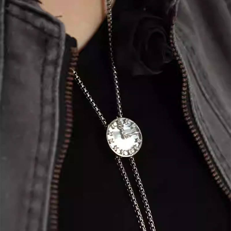 Corbata de bolo unisex con diseño de reloj estacionario vintage plateado - image 1