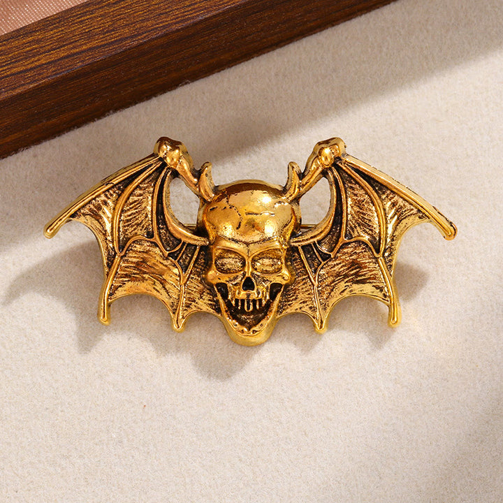 Broche creativo de murciélago y calavera para Halloween - Dorado - image 3