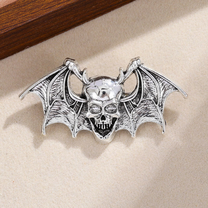 Broche creativo de murciélago y calavera para Halloween - Plata - image 4