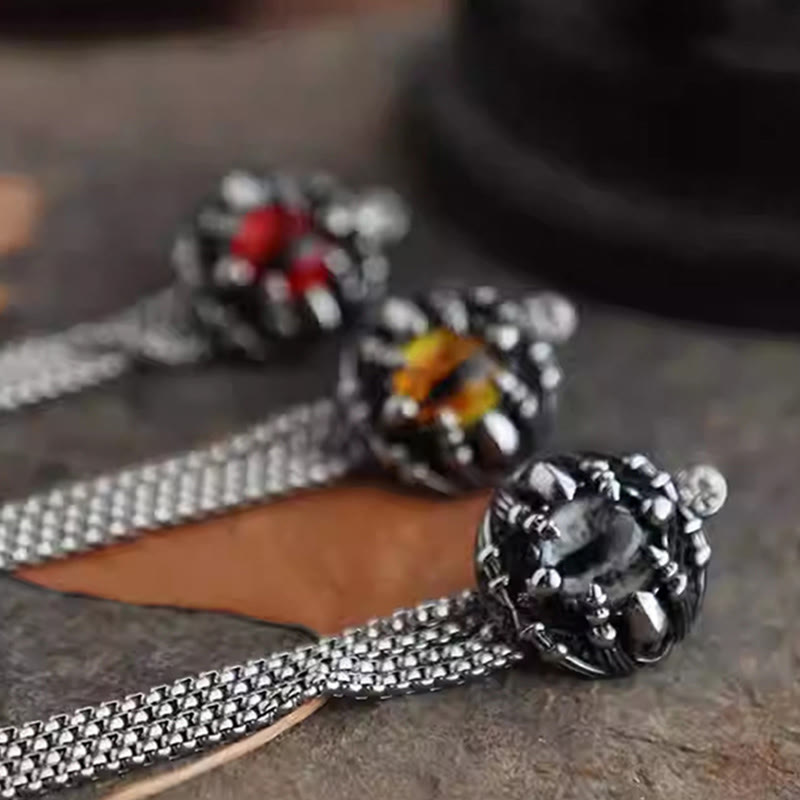 Corbata de bolo de cadena de acero con garras de ojo de demonio retro hecha a mano - image 5
