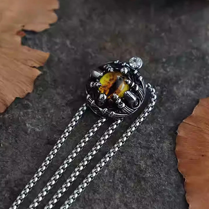 Corbata de bolo de cadena de acero con garras de ojo de demonio retro hecha a mano - image 6