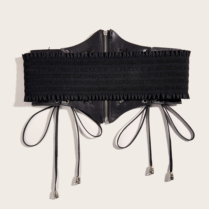Cinturón de corsé de malla con cremallera y correa de moda negra para mujer - image 3