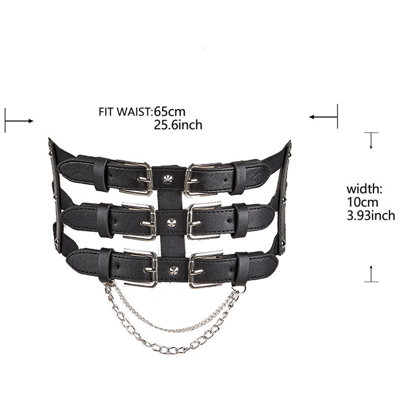 Cinturón de corsé para mujer estilo punk con hebilla creativa de tres filas - image 4