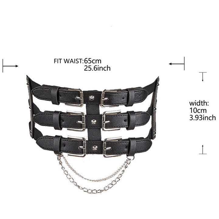 Cinturón de corsé para mujer estilo punk con hebilla creativa de tres filas - image 4