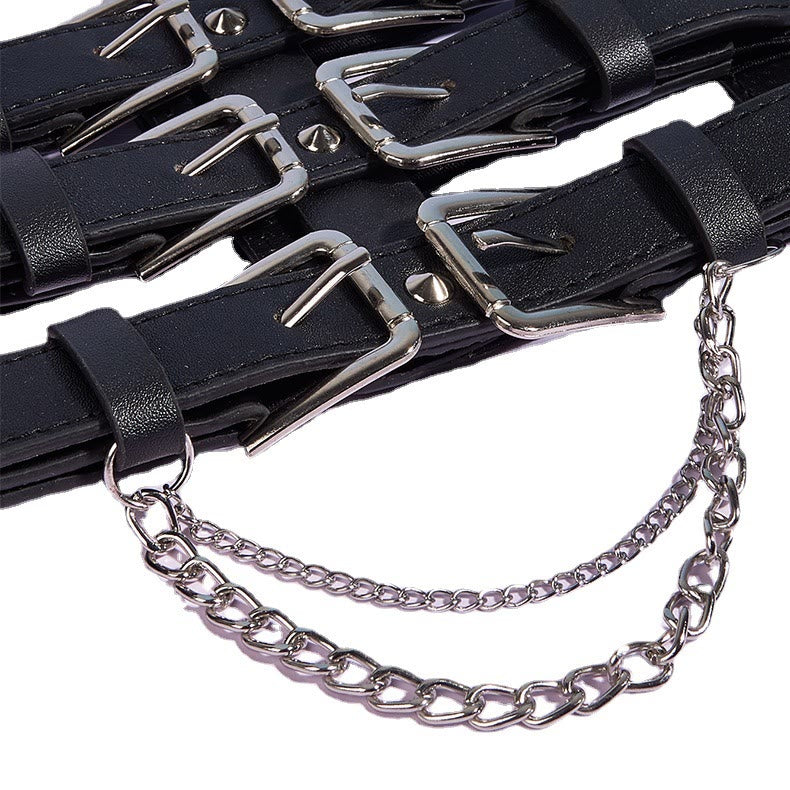Cinturón de corsé para mujer estilo punk con hebilla creativa de tres filas - image 3