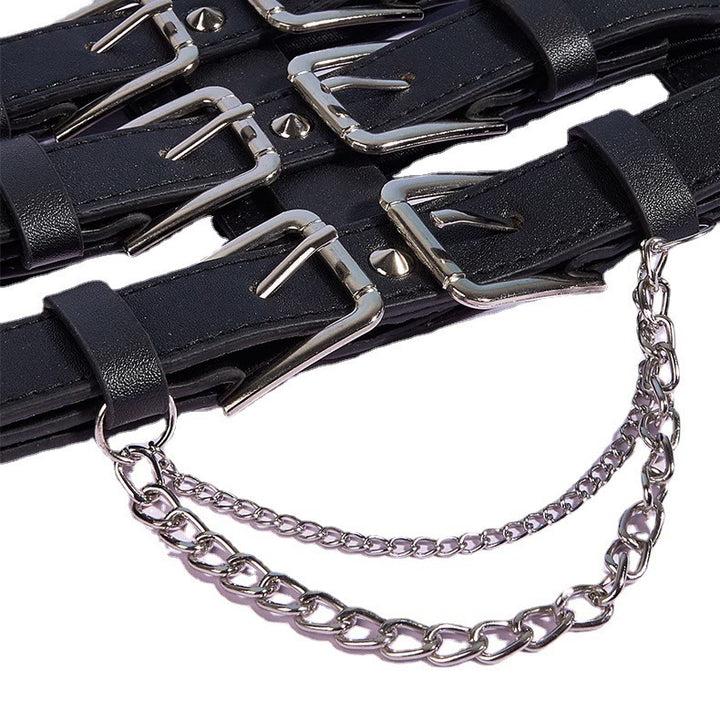 Cinturón de corsé para mujer estilo punk con hebilla creativa de tres filas - image 3