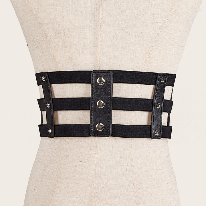 Cinturón de corsé para mujer estilo punk con hebilla creativa de tres filas - image 2