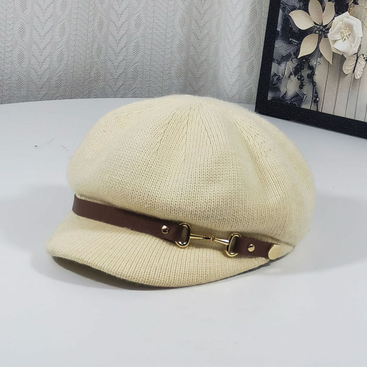 Boina de punto para mujer de estilo británico retro - Beige - Ajustable (22"-23 1/4") - image 2