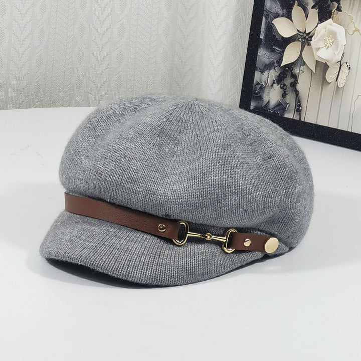 Boina de punto para mujer de estilo británico retro - Gris claro - Ajustable (22"-23 1/4") - image 4