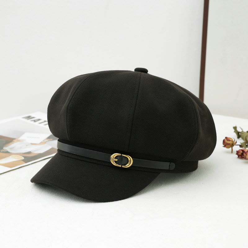 Boina de invierno para mujer estilo retro británico - Negro - M (22"-22 7/8") - image 5