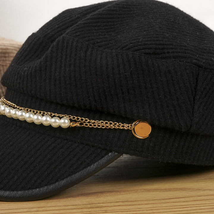 Boina de invierno para mujer con exquisita cadena de perlas - image 5