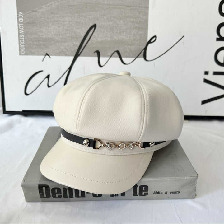 Boina de invierno para mujer con hebilla de cadena de amor - Beige - Ajustable (21 1/4"-22 7/8") - image 2