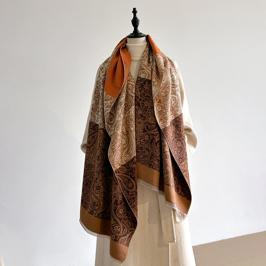 Bufanda cálida de invierno para mujer con estampado retro exótico de anacardos - Marrón - image 0