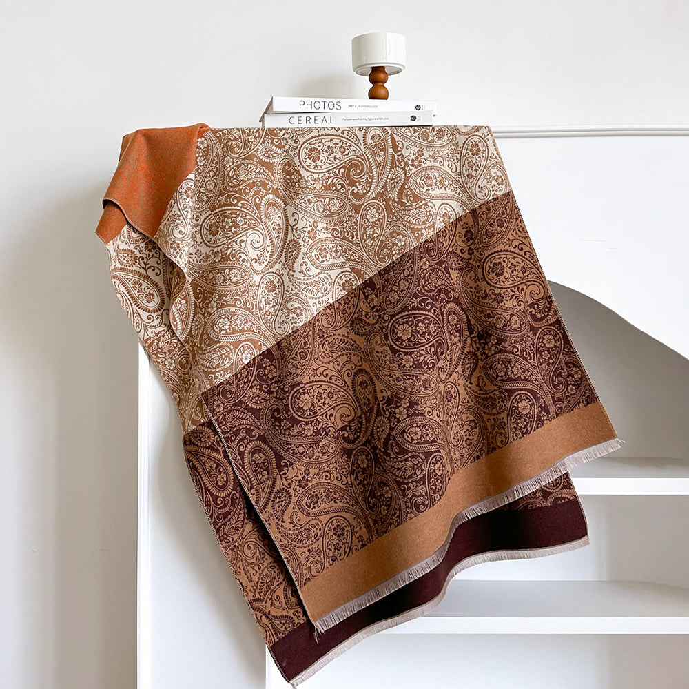 Bufanda cálida de invierno para mujer con estampado retro exótico de anacardos - image 1