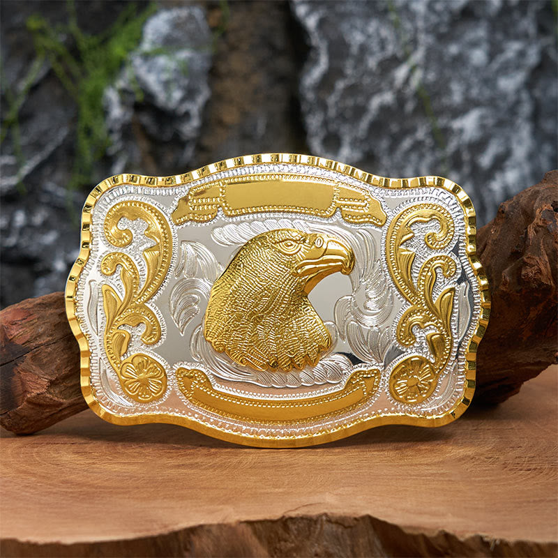 Cinturón de cuero con hebilla vaquera DIY con cabeza de águila feroz dorada - Cabeza de águila - Sin cinturón - Cinturón no incluido - image 0