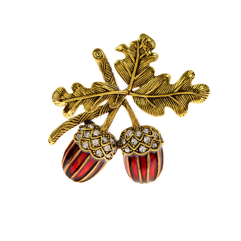 Broche de metal color avellana con incrustaciones de diamantes y oro antiguo - image 3