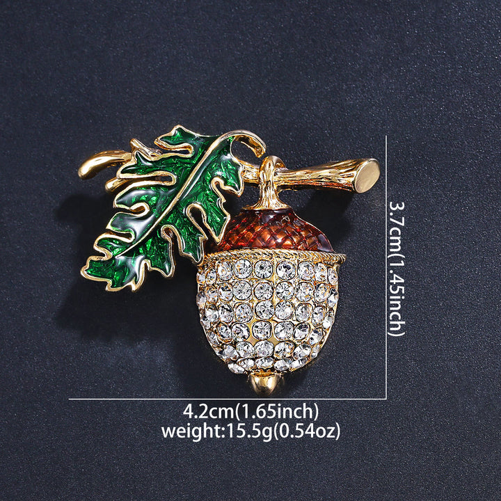 Exquisito broche de aleación de diamantes con forma de piña otoñal - image 2