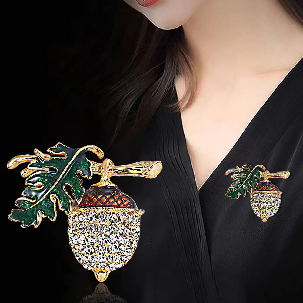 Exquisito broche de aleación de diamantes con forma de piña otoñal - image 1