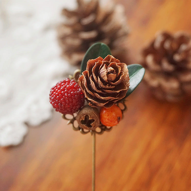 Broche de piña con simulación de bosque creativo hecho a mano - Broche de piña - image 0