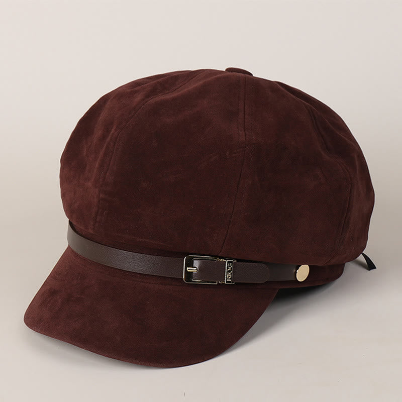 Boina de invierno de color liso con hebilla para mujer - Vino - M (22"-22 7/8") - image 4
