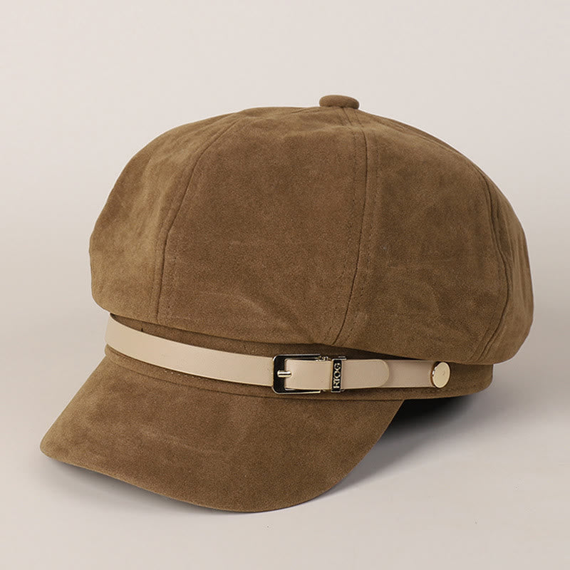 Boina de invierno de color liso con hebilla para mujer - Camello - M (22"-22 7/8") - image 0