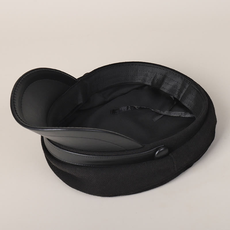 Boina de invierno unisex con ala plana de PU - image 3