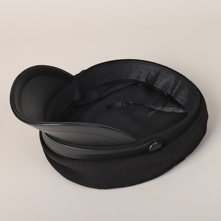 Boina de invierno unisex con ala plana de PU - image 3