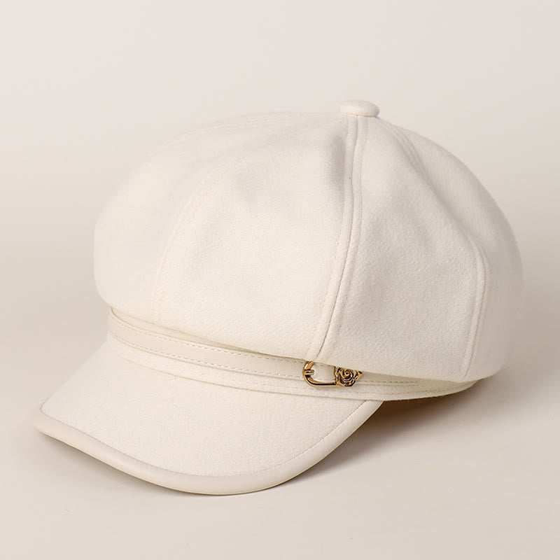 Boina de invierno de moda para mujer con hebilla de cinturón en el borde - Blanco - M (22"-22 7/8") - image 8