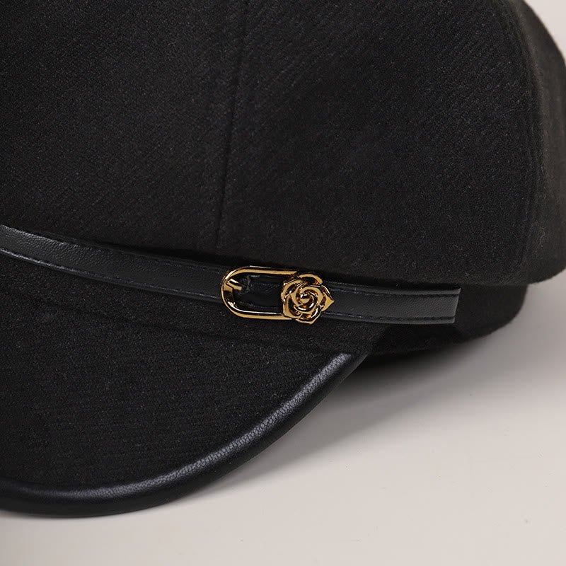 Boina de invierno de moda para mujer con hebilla de cinturón en el borde - image 4