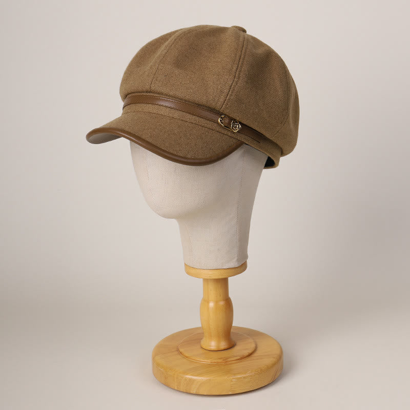 Boina de invierno de moda para mujer con hebilla de cinturón en el borde - image 1