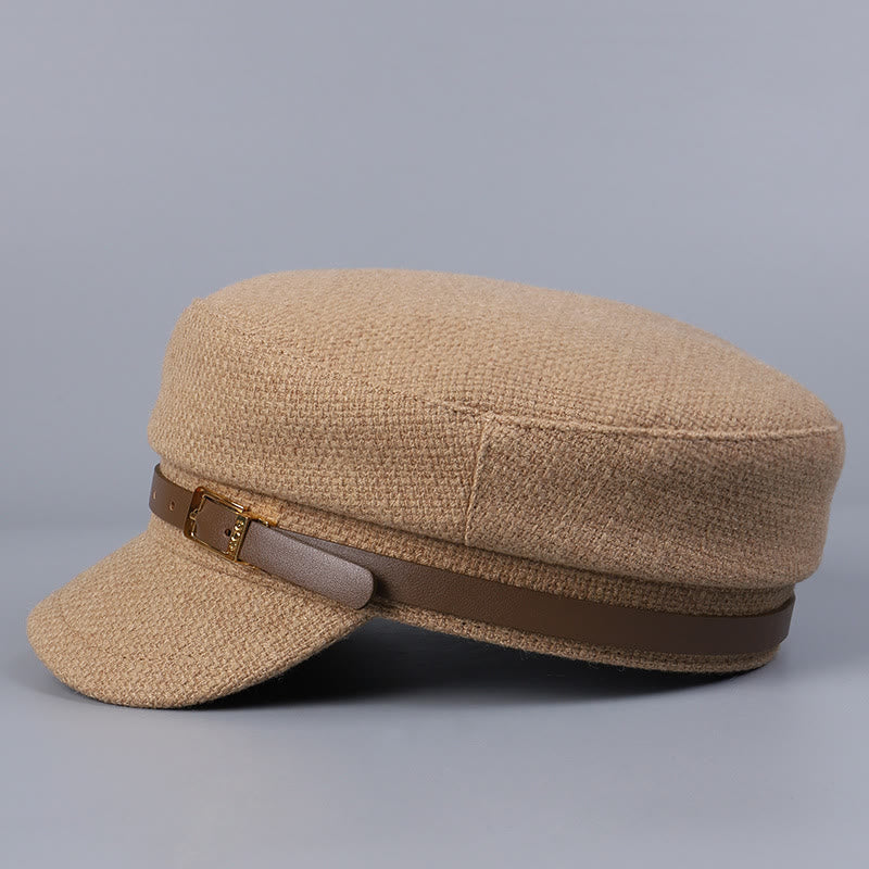 Boina de invierno con hebilla metálica y parte superior plana para mujer - image 3