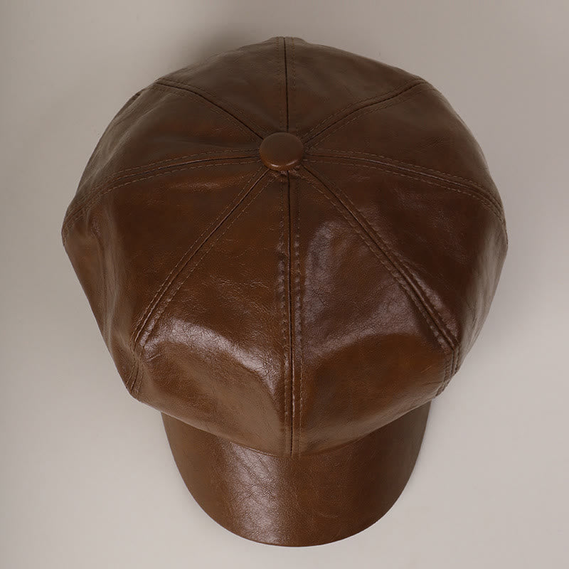 Boina de cuero retro de invierno para mujer - image 1