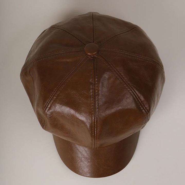 Boina de cuero retro de invierno para mujer - image 1