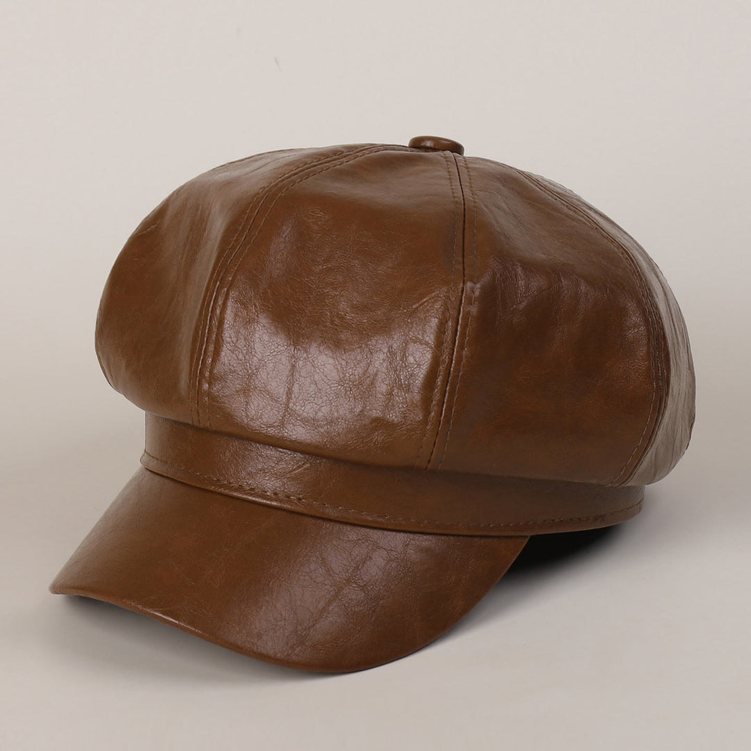 Boina de cuero retro de invierno para mujer - Caramelo - M (22"-22 7/8") - image 0