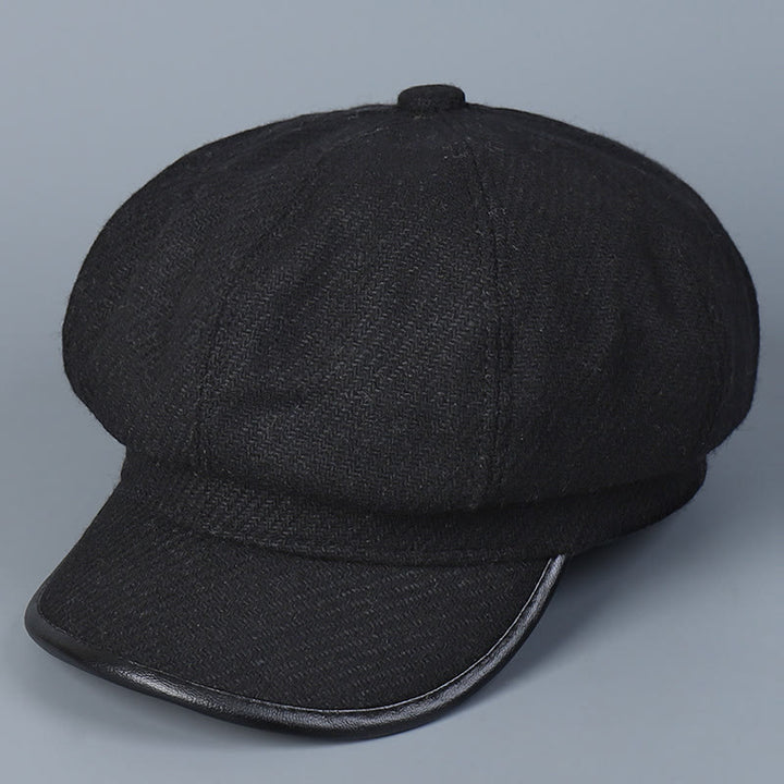 Boina de invierno para mujer, moderna y sencilla, con borde cubierto - Negro - M (22"-22 7/8") - image 8