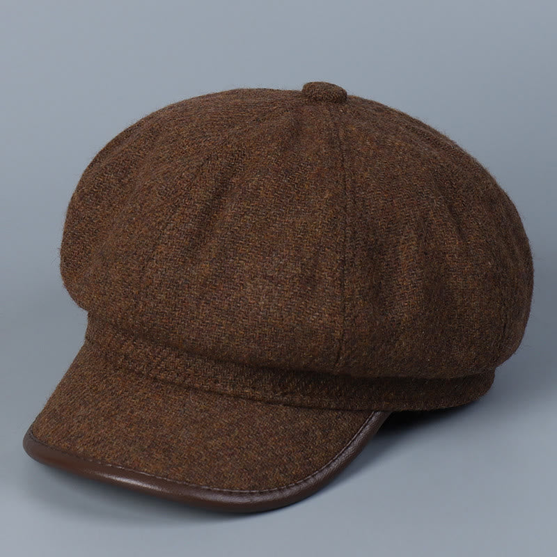 Boina de invierno para mujer, moderna y sencilla, con borde cubierto - Café - M (22"-22 7/8") - image 0