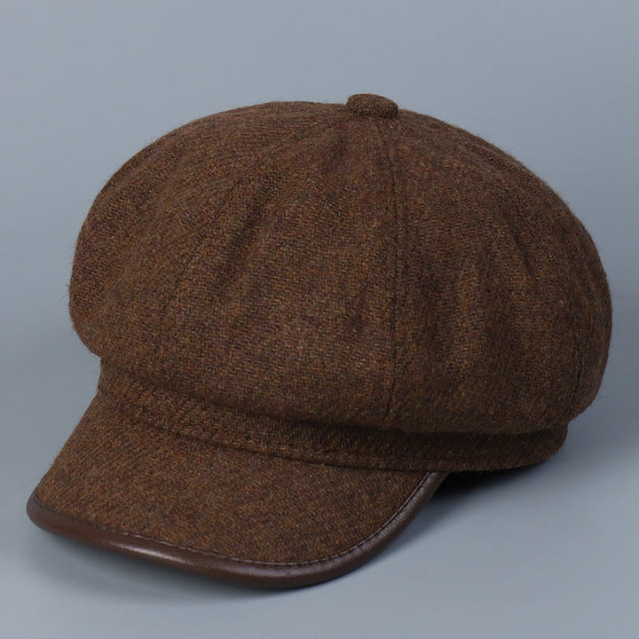 Boina de invierno para mujer, moderna y sencilla, con borde cubierto - Café - M (22"-22 7/8") - image 0