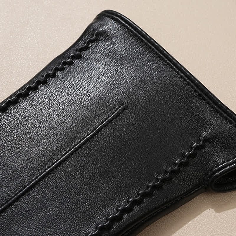 Guantes de piel de oveja auténtica con arrugas para mujer - image 4