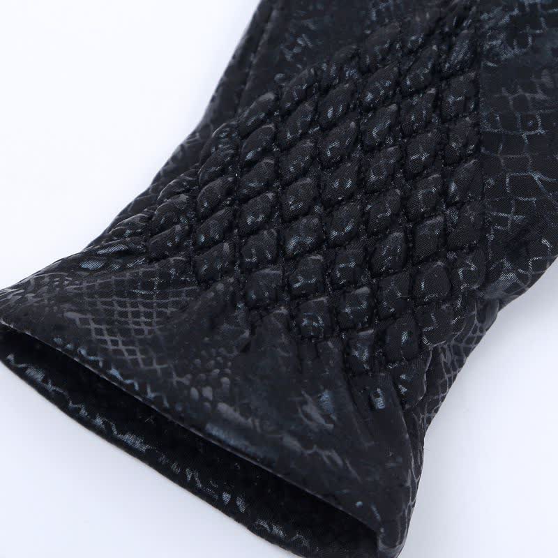 Guantes de terciopelo suave con estampado de pitón brillante para mujer - image 7