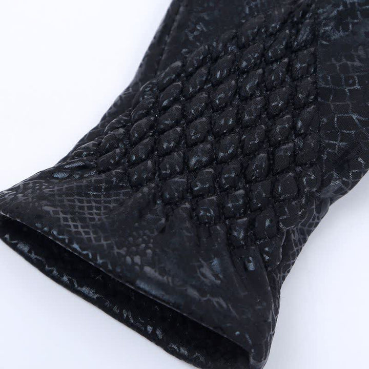 Guantes de terciopelo suave con estampado de pitón brillante para mujer - image 7