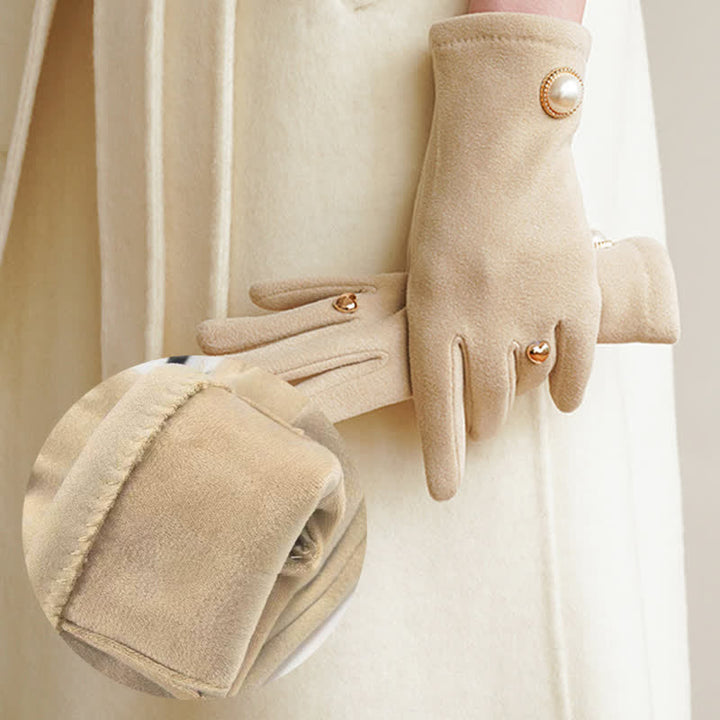 Guantes elegantes con diseño de corazón y perlas Fuax para mujer - image 3