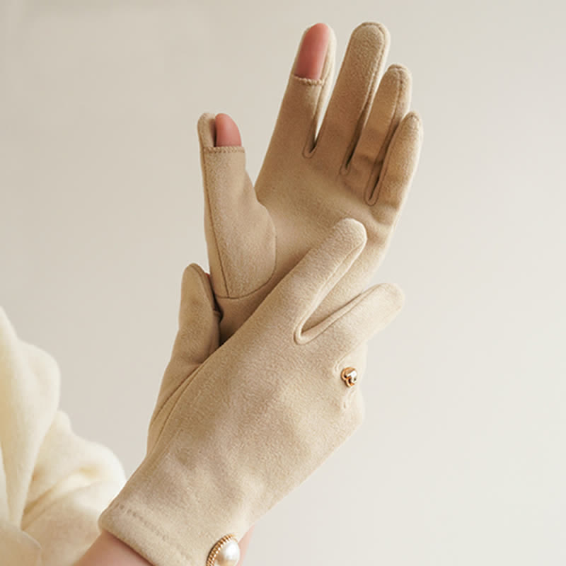 Guantes elegantes con diseño de corazón y perlas Fuax para mujer - image 2