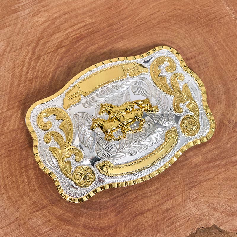 Cinturón de cuero con hebilla de vaquero "Tres caballos al galope" (DIY) - image 2