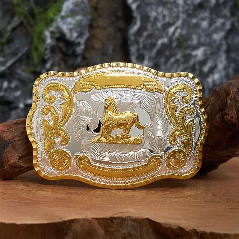 Cinturón de cuero con hebilla de vaquero DIY de Golden Gallant Horse - Caballo galante - Sin cinturón - Cinturón no incluido - image 0