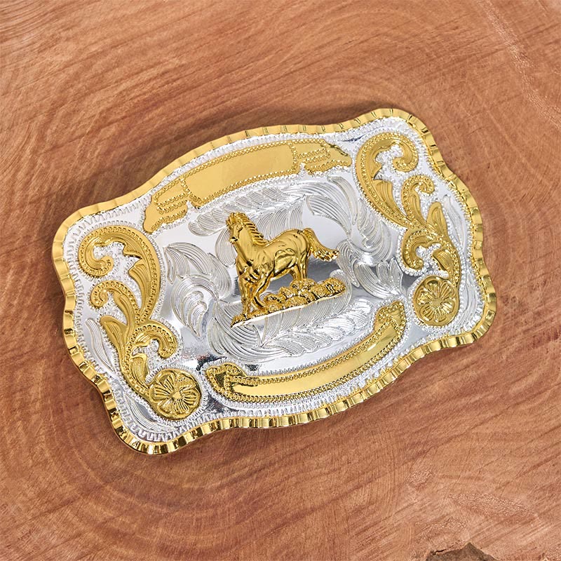 Cinturón de cuero con hebilla de vaquero DIY de Golden Gallant Horse - image 2