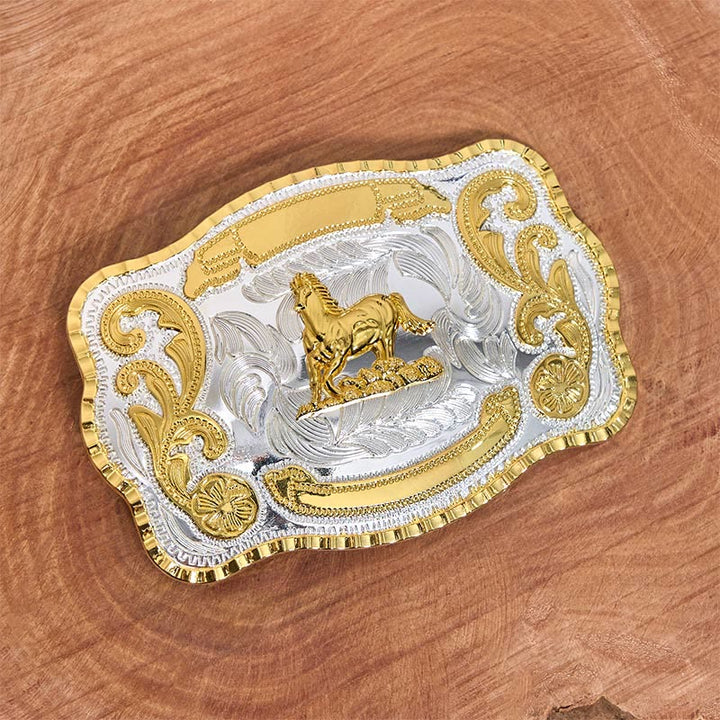 Cinturón de cuero con hebilla de vaquero DIY de Golden Gallant Horse - image 2