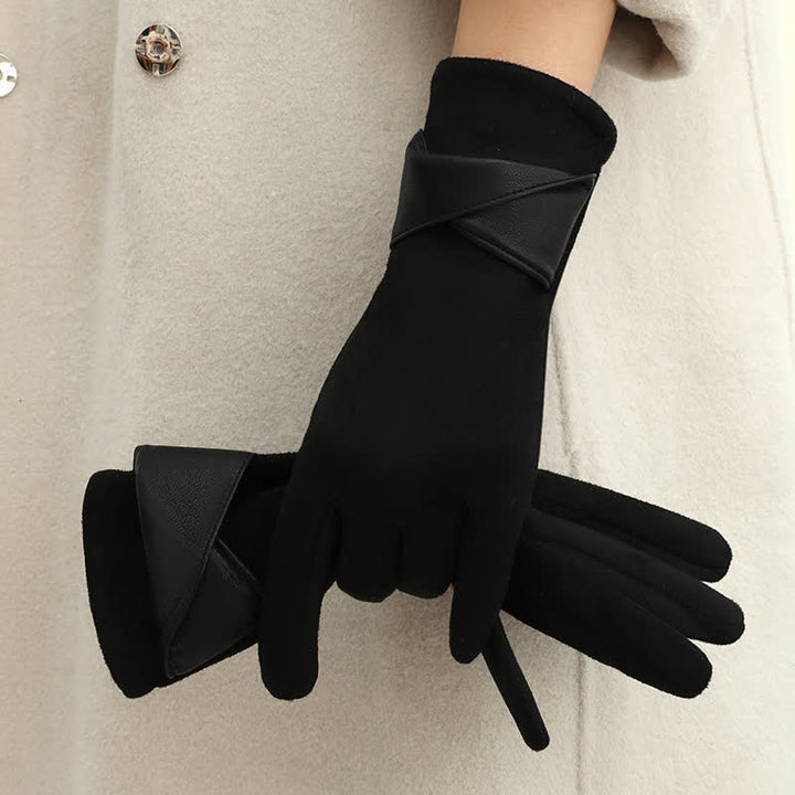 Guantes de gamuza con forro polar cálido de color liso para mujer - image 18