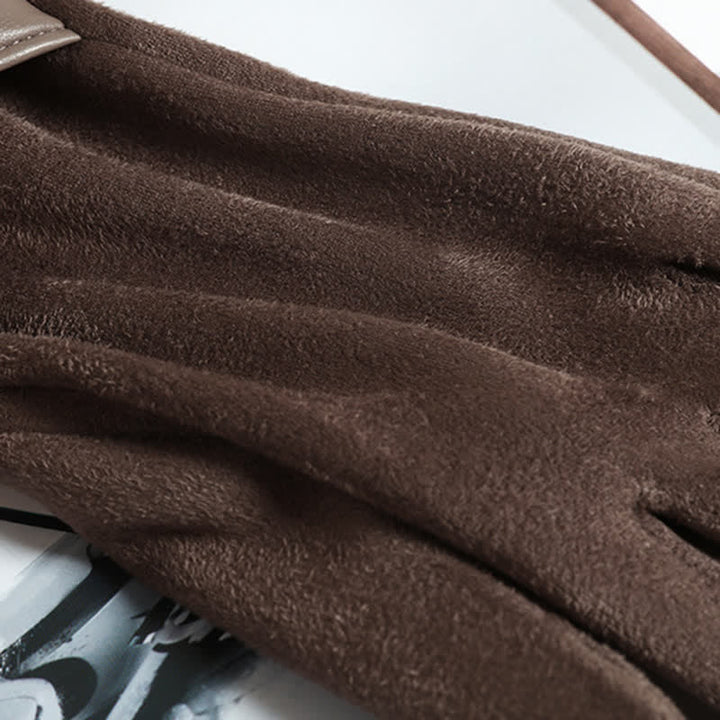 Guantes de gamuza con forro polar cálido de color liso para mujer - image 6